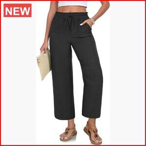 100% Polyester Cropped Palazzo Pants High Waist Casual Summer Wear